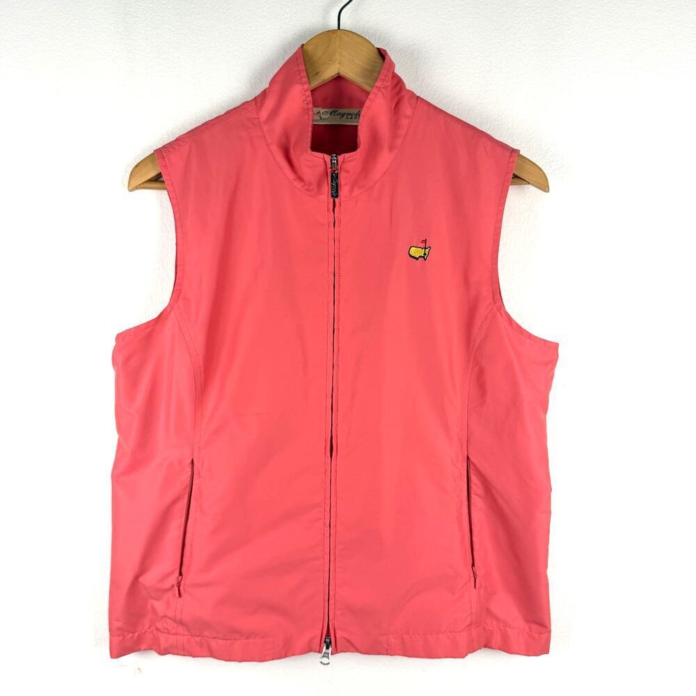 Magnolia Lane Vest The Masters Zip Front Golf Women's Size Small Pink Polyester
